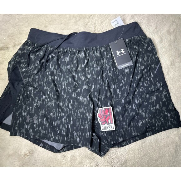 Under Armour Men's XL UA Launch Elite 5'' Print Shorts 1377002 Black grey NEW - Picture 2 of 13